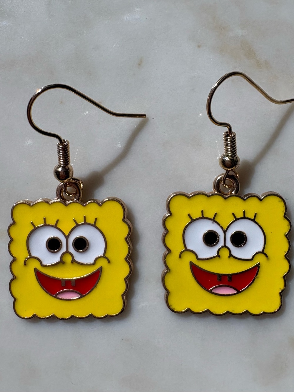 Yellow Sponge Character Kids Dangle Earrings